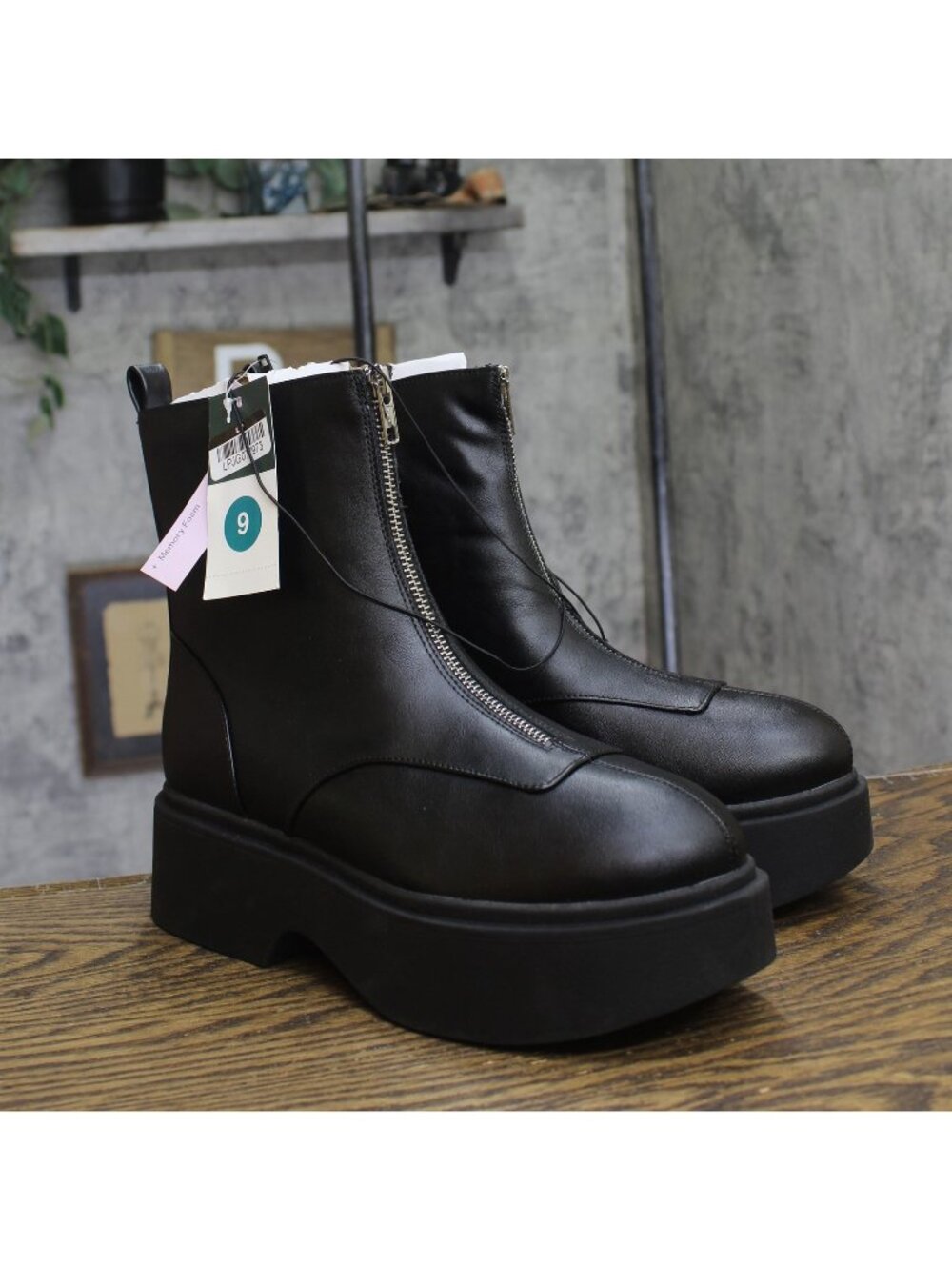 Wild Fable Honor Ankle Combat Boots Zip Faux Leather Platform 94642924 Black 9M